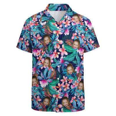 Custom Face Tropical Aloha Casual Shirt Men Front Pocket Shortsleeve Beach Pocket Hawaiian Shirt Honeymoons-ilovevango
