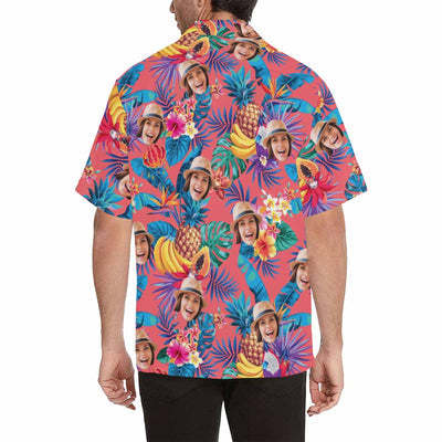 Custom Hawaiian Shirts with Face Banana&Pineapple Design Your Own Aloha Shirt Birthday Party Gift