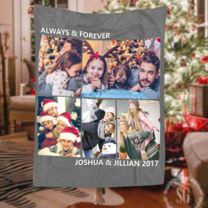 Personalized 5 Photos Blanket Couple Gifts For Him/Her-ilovevango