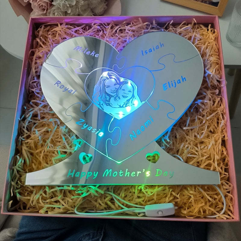Personalized Photo Heart Mirror Light