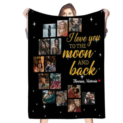Personalized 14 Photos Blankets Fleece Blanket Gift for Her/Him-ilovevango