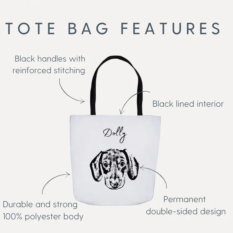 Custom Pet Tote Bag - Pet Photo + Name