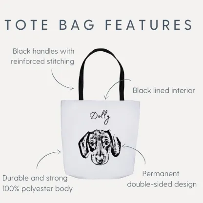 Custom Pet Tote Bag - Pet Photo + Name