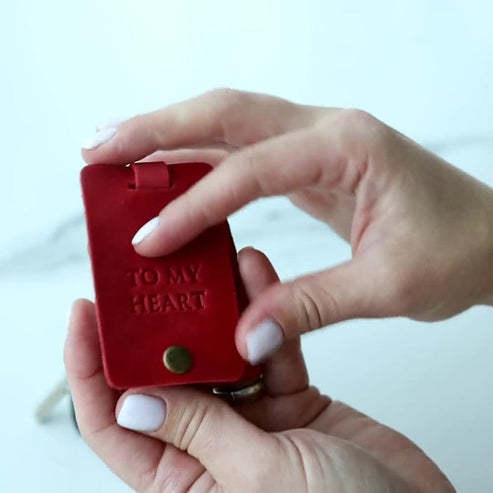 Personalized Photo Keyring In Leather Case With Initials - Gift For New Dad