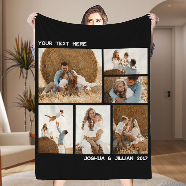 Family Photo Parent-Child Photo Memorial Unique Blanket Add Text-ilovevango