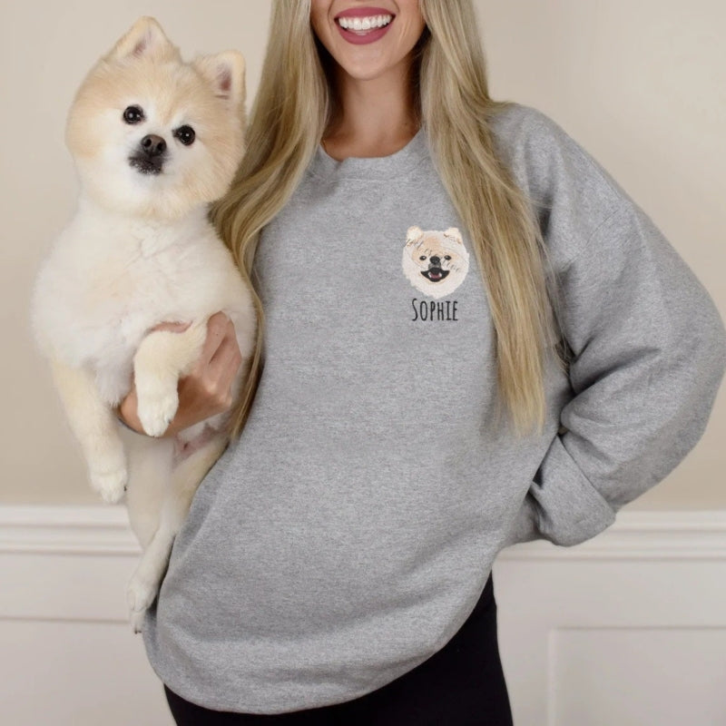 Personalized Pet Portrait Embroidered Sweatshirt T-shirt Hoodie