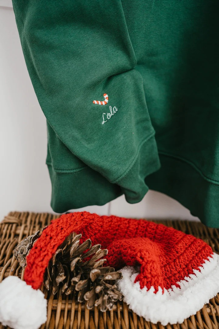 Christmas Custom Embroidered Pet Portrait Center Sweatshirt