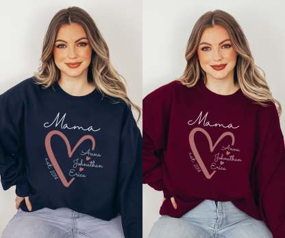 Mama Sweatshirt, Personalized Sweatshirt, Mama Est Sweatshirt, Mama Sweatshirt With Kid Name, Mama Sweatshirt With Names-ilovevango