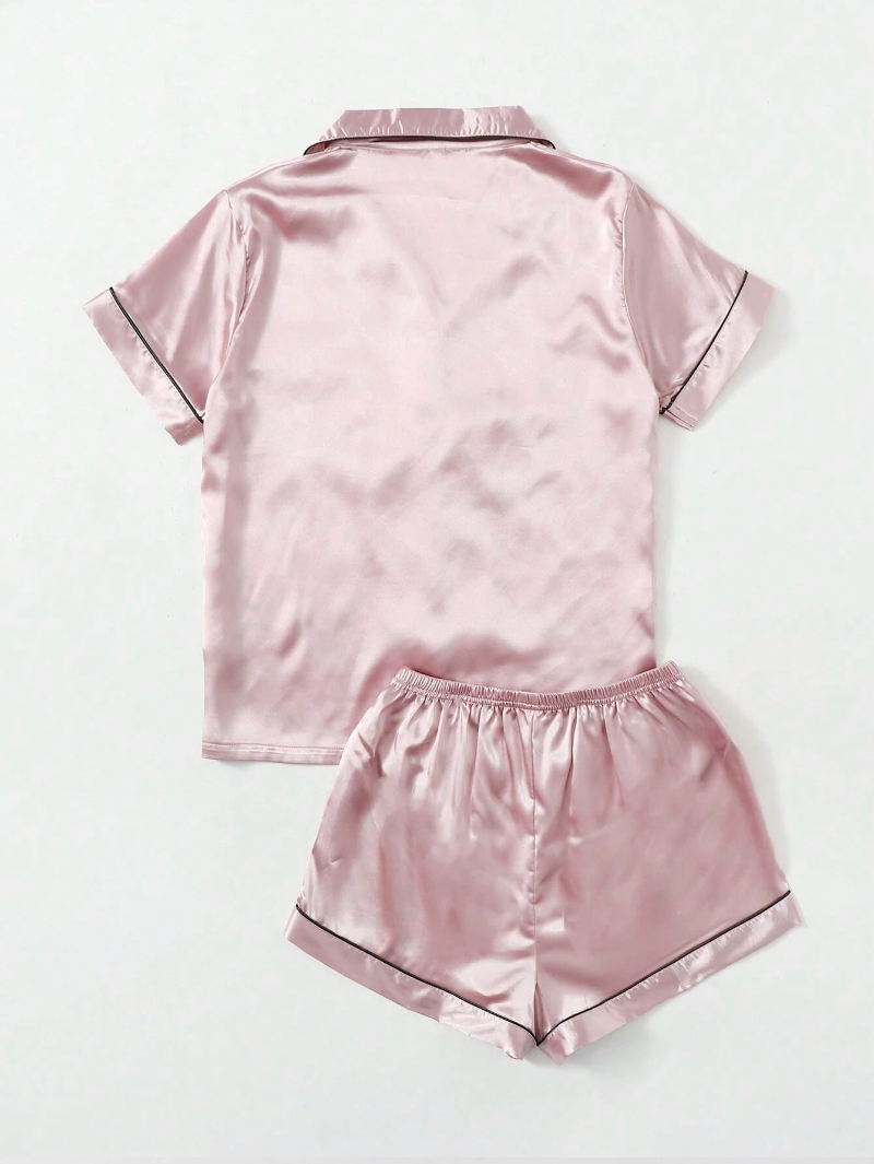 Personalized Mama Print Women Pajamas Sleepwear Ice Silk Short Sleeve Top And Shorts, Custom Ice Silk Pajama Set Comfortable, Mothers Day Gift-ilovevango