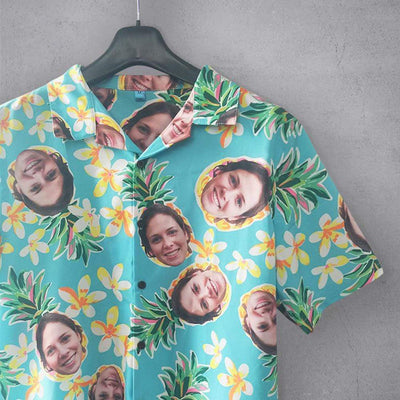 Design Your Own Hawaiian Shirt with Face Australia Flower Pineapple Aloha Shirt Birthday Vacation Party Gift-ilovevango