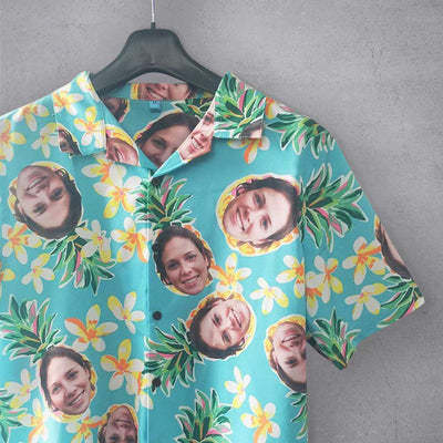 Design Your Own Hawaiian Shirt with Face Australia Flower Pineapple Aloha Shirt Birthday Vacation Party Gift-ilovevango