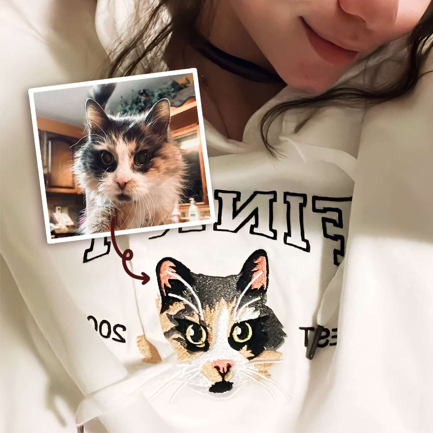 Custom Embroidered Sweatshirt With Pet Portrait and Name