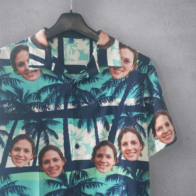 Custom Made Hawaiian Shirts with Girlfriend Face Australia Coconut Tree Personalized Photo Tropical Aloha Shirt-ilovevango