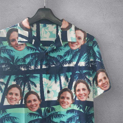 Custom Made Hawaiian Shirts with Girlfriend Face Australia Coconut Tree Personalized Photo Tropical Aloha Shirt-ilovevango