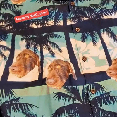 Custom Made Hawaiian Shirts with Girlfriend Face Australia Coconut Tree Personalized Photo Tropical Aloha Shirt-ilovevango