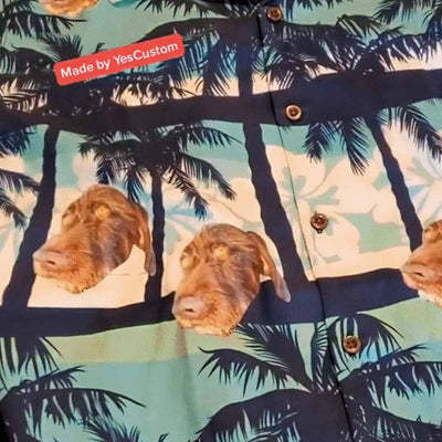 Custom Made Hawaiian Shirts with Girlfriend Face Australia Coconut Tree Personalized Photo Tropical Aloha Shirt-ilovevango