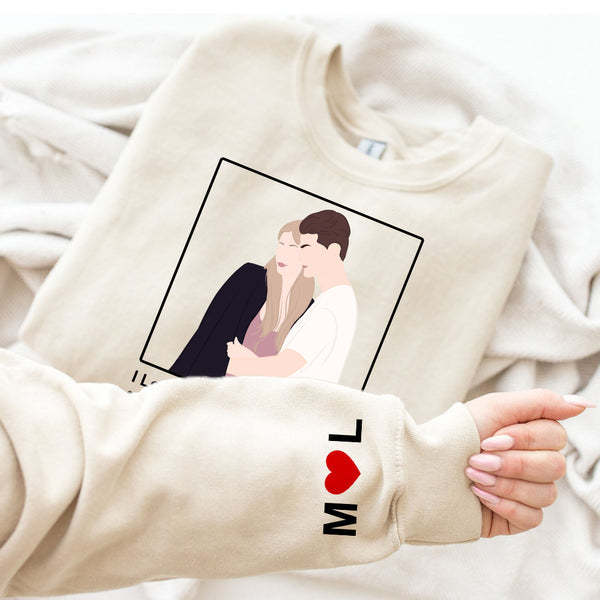 Gift For Boyfriend Personalized Couple Faceless Portrait With Song Printed Hoodie/Crewneck