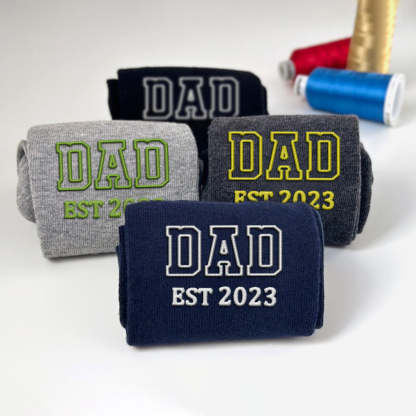 Embroidered Father And Son Socks, Pure Cotton Socks, Father And Son Photo Socks, Meaningful Sock Gifts, Pure Cotton Socks-ilovevango