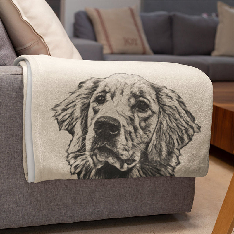 Custom Pet Pen Art Portrait Blanket, Personalized Dog Photo Throw Blanket, Dog Face and Name Blanket, Dog Lover Gift-ilovevango