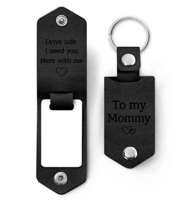 Custom Photo Drive Safe I Need You Here With Me - Birthday, Loving Gift For Mom, Mum, Mother - Personalized Leather Photo Keychain-ilovevango
