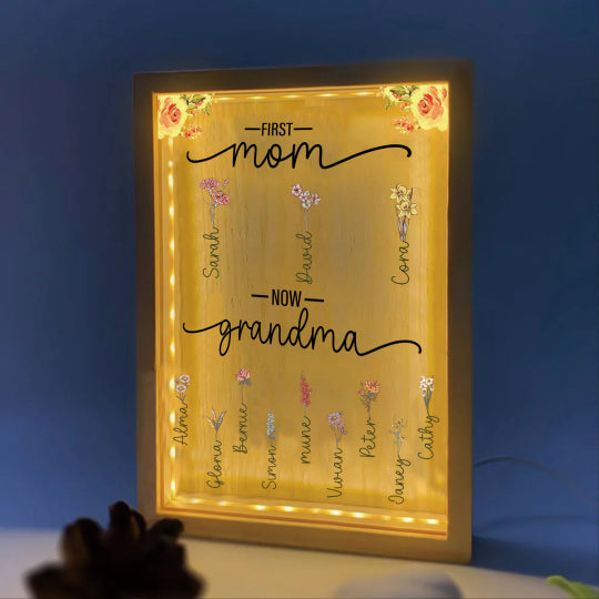 First Mom Now Grandma - Personalized Frame Light Box-ilovevango
