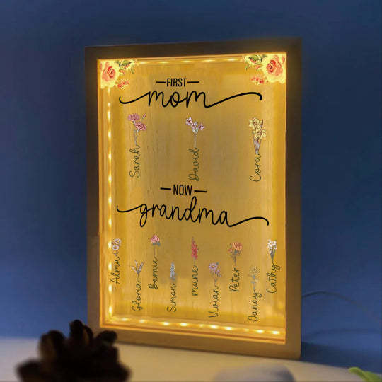 First Mom Now Grandma - Personalized Frame Light Box-ilovevango