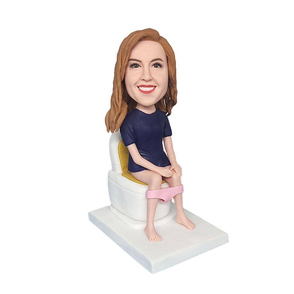 Woman Sitting On The Toilet Bobblehead