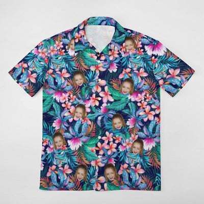 Custom Face Tropical Aloha Casual Shirt Men Front Pocket Shortsleeve Beach Pocket Hawaiian Shirt Honeymoons-ilovevango