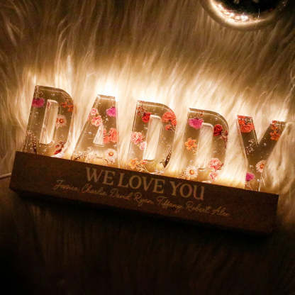 Custom Flower Printed LED Night Light, Birth Month Flower, Gift For Grandpa, Gift For Dad