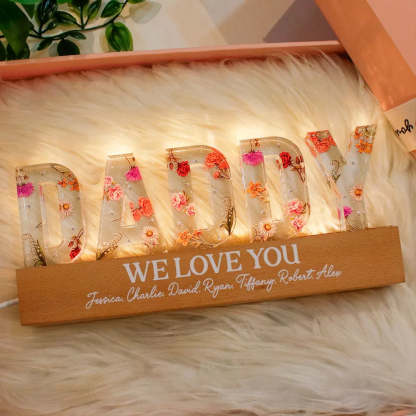 Custom Flower Printed LED Night Light, Birth Month Flower, Gift For Grandpa, Gift For Dad