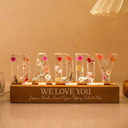 Custom Flower Printed LED Night Light, Birth Month Flower, Gift For Grandpa, Gift For Dad