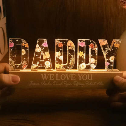 Custom Flower Printed LED Night Light, Birth Month Flower, Gift For Grandpa, Gift For Dad