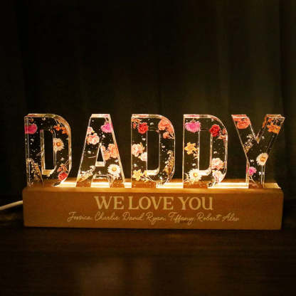 Custom Flower Printed LED Night Light, Birth Month Flower, Gift For Grandpa, Gift For Dad