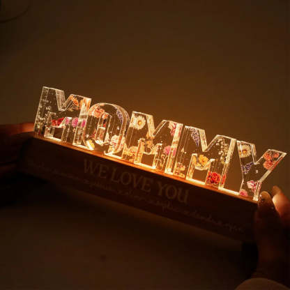 Custom Flower Printed LED Night Light, Birth Month Flower, Gift For Mom, Gift For Grandma