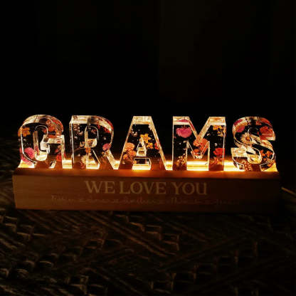 Custom Flower Printed LED Night Light, Birth Month Flower, Gift For Mom, Gift For Grandma