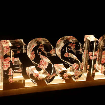Custom Flower Printed LED Night Light, Birth Month Flower, Custom Name, Gift For Her