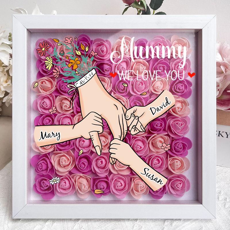 Family Love Blooms Forever – Personalised Mum & Grandma Flower Shadow Box with Names