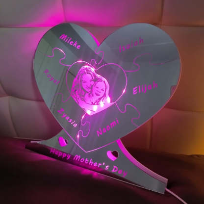 Personalized Photo Heart Mirror Light