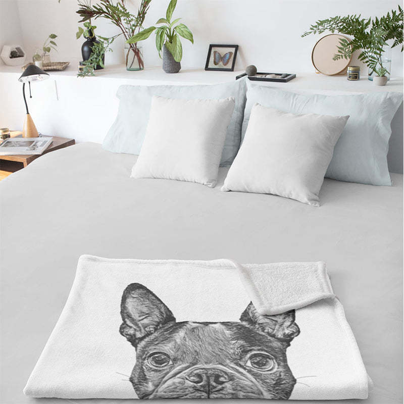 Custom Pet Pen Art Portrait Blanket, Personalized Dog Photo Throw Blanket, Dog Face and Name Blanket, Dog Lover Gift-ilovevango