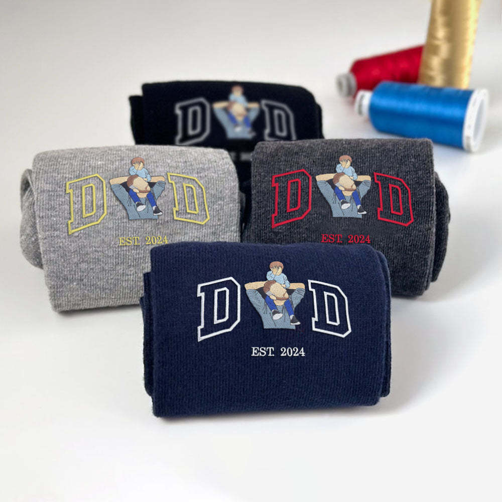 Embroidered Character Letter Socks, Photo In The Middle Letter Socks, Meaningful Sock Gifts, Pure Cotton Socks-ilovevango