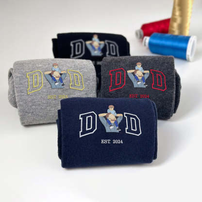 Embroidered Character Letter Socks, Photo In The Middle Letter Socks, Meaningful Sock Gifts, Pure Cotton Socks-ilovevango