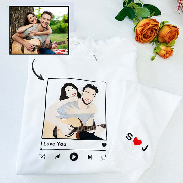 Gift For Boyfriend Personalized Couple Faceless Portrait With Song Printed Hoodie/Crewneck