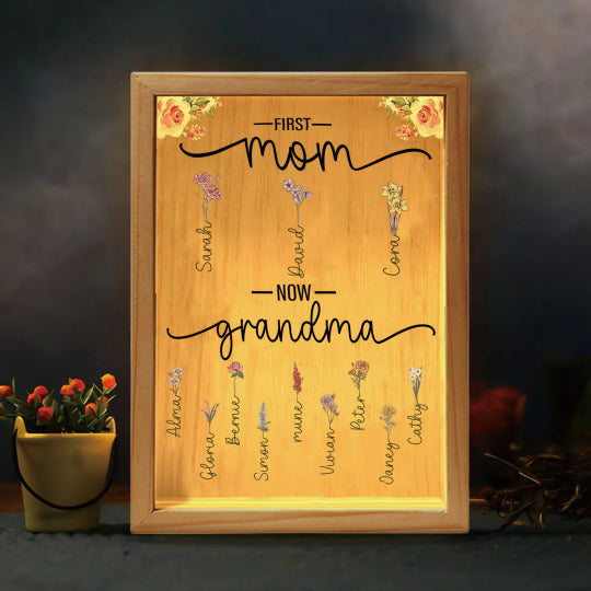 First Mom Now Grandma - Personalized Frame Light Box-ilovevango