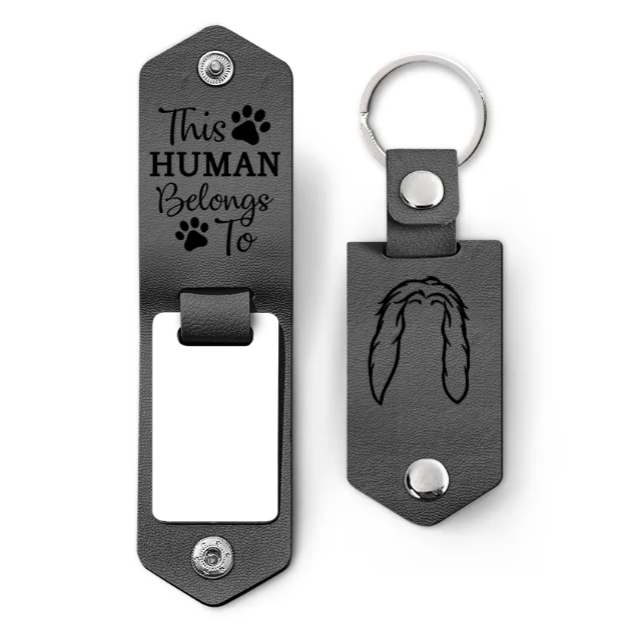 Custom Photo Dog Portrait - Gift For Pet Owners, Pet Lovers - Personalized Leather Photo Keychain