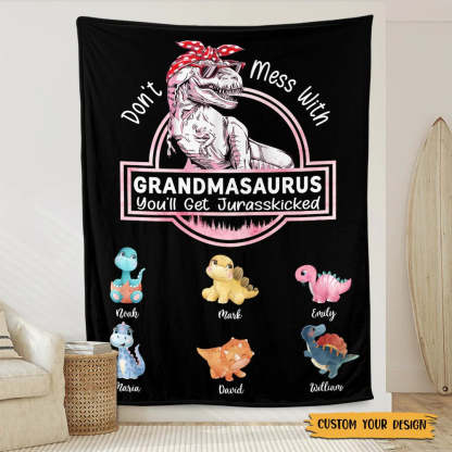 Personalized Blanket For Mom - Don't Mess With Mamasaurus-ilovevango