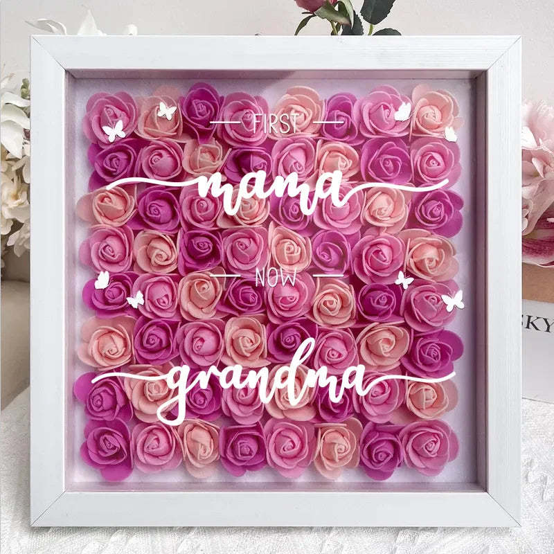 First Mom Now Grandma - Personalized Flower Shadow Box