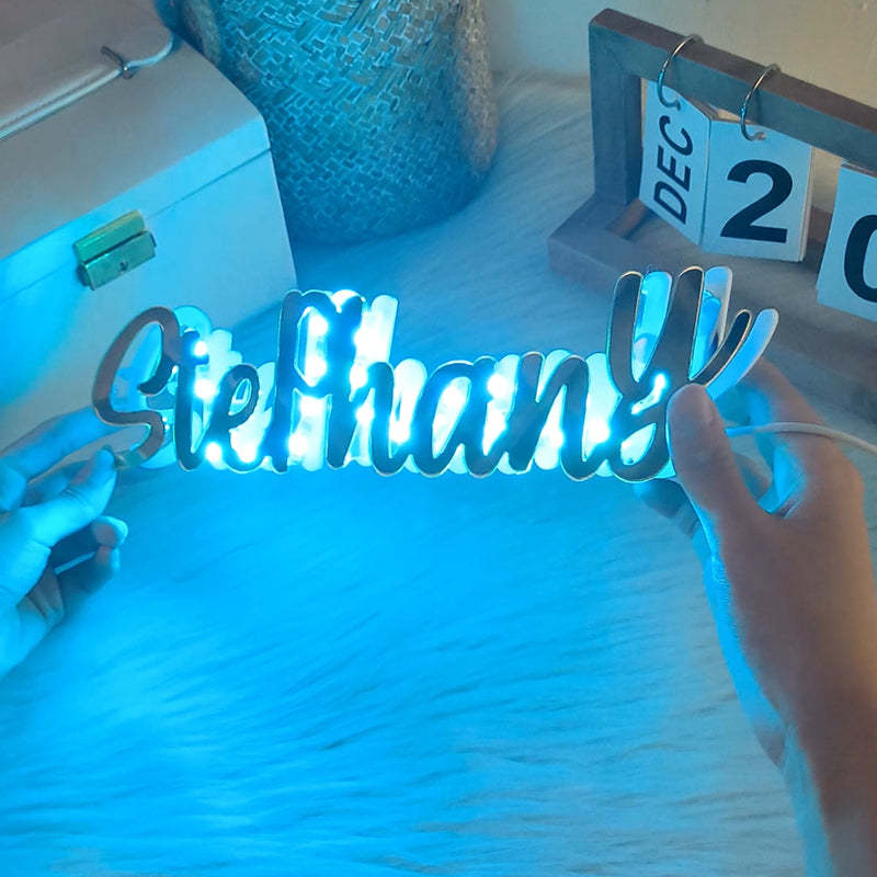 Personalized custom mirror name LED sign-ilovevango