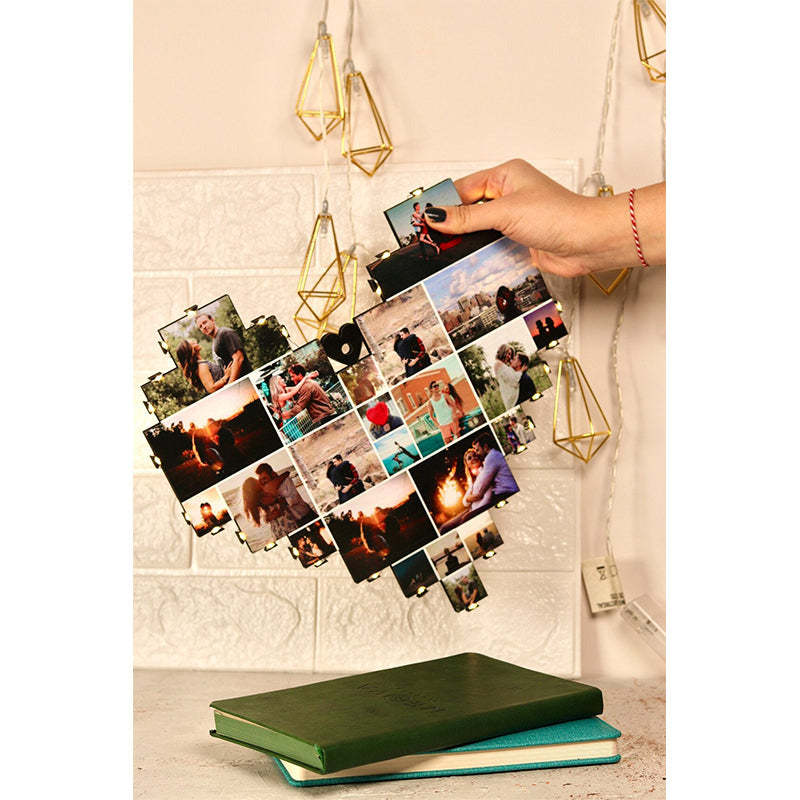 Personalized multiple photos Heart Photo Frame Gifts For Love-ilovevango