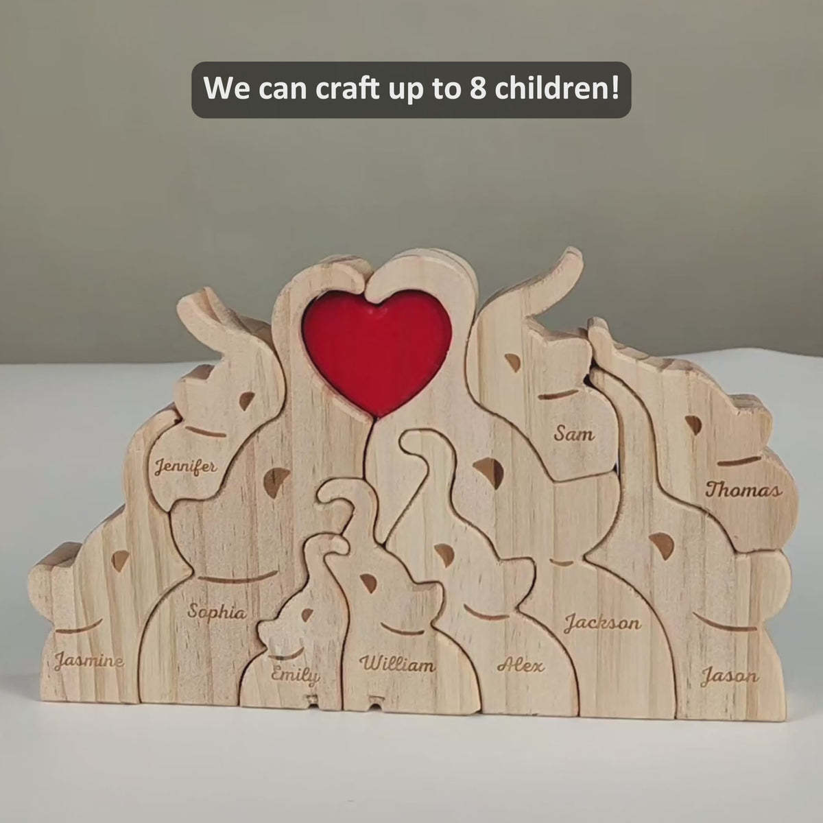 Love Elephant Family - Gift For Mother, Father, Family - Personalized Custom Shaped Wooden Puzzle