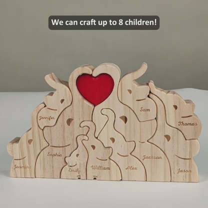 Love Elephant Family - Gift For Mother, Father, Family - Personalized Custom Shaped Wooden Puzzle